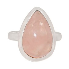 Natural Rose Quartz - Madagascar 925 Sterling Silver Ring Jewelry s.10 CR68763