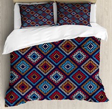 Image of Aztec Duvet Cover Set Folk Motifs in Vivid Colors