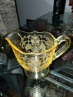 Lancaster Glass Co* PATRICK YELLOW *3" CREAMER * Depression glass elegant