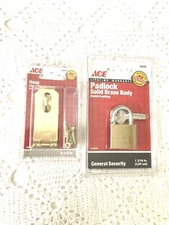 Padlock Solid Brass 1 3/16” Ace Hardware With 2 Keys  #53076 and 2-1/2" Hasp 