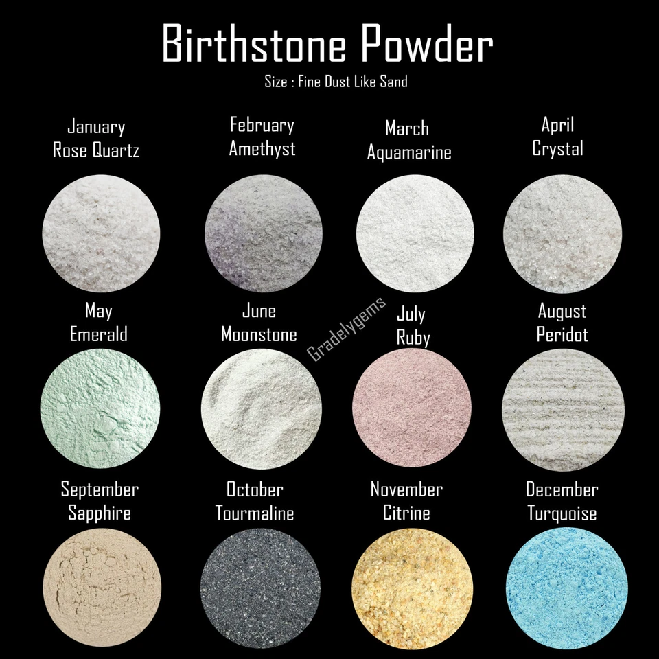 Polvo fino triturado de piedras preciosas puras naturales - Polvo de todas las piedras de nacimiento para incrustación Foto 2 de 4