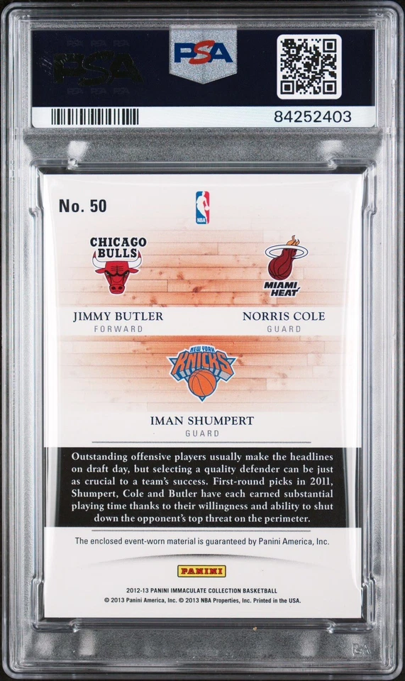 2012-13 Immaculate Collection Jimmy Butler RC Cole Shumpert/99 Bulls Heat PSA 8 Foto 2 de 3