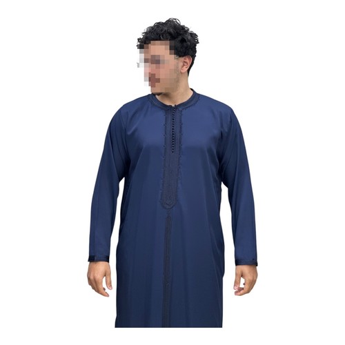 Moroccan Mens kaftan Long Sleeve Embroidery Caftan Thobe For Men Dishdasha - Picture 2 of 28