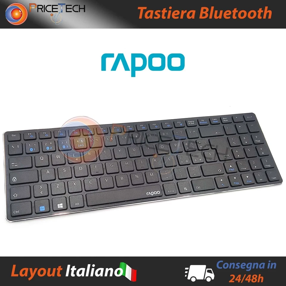 Rapoo 9300M Multi-mode Ultra-slim Wireless Keyboard and Mouse Combo - ITALIANA - Immagine 3 di 4
