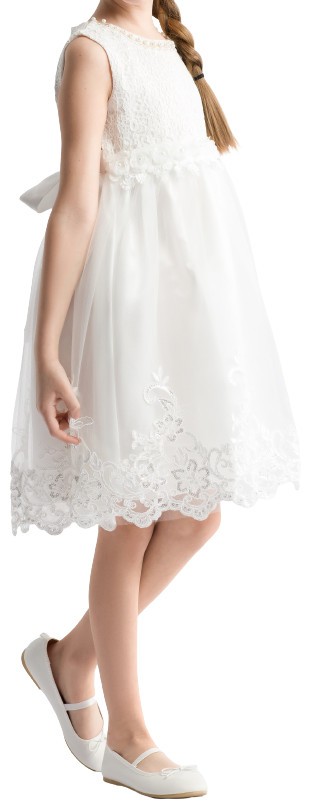 Vestido de Comunión Blanco para Niña Claire Elegante con Encaje y Tul