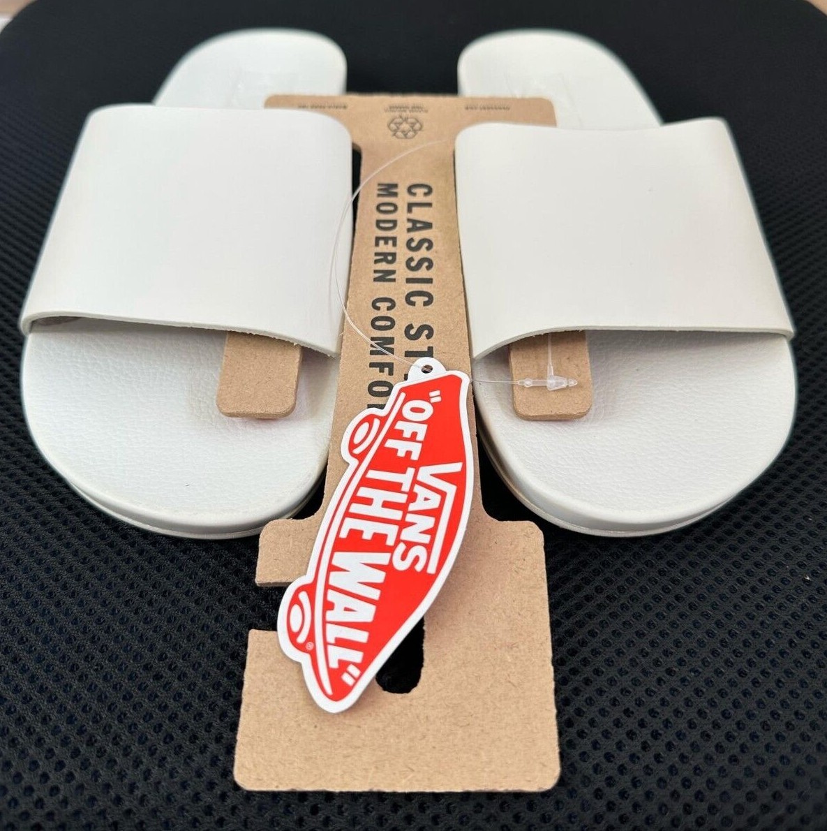VANS★SLIDE-ON MARSHMALLOW★シャワサン VANS Decon Marshmallow White Leather Slide Sandals / Womens