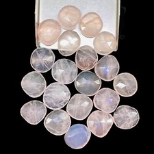 20 Pcs Natural Rose Quartz 15.5-18mm Rose Checker Cut Loose Flat Back Gemstones