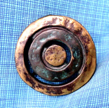 Hippie Abstract Belt Buckle Artisan Signed Forged Brass Bronze Vtg 60s70s.NOX704