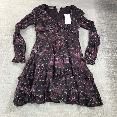 fitted lace wedding dress LONG SLEEVE JACQUARD SMOCKED MINI DRESS main image 1
