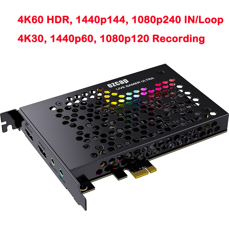 4K HDMI PCIe Live Streaming Record Video Capture Card Line in Line Out Mix Audio