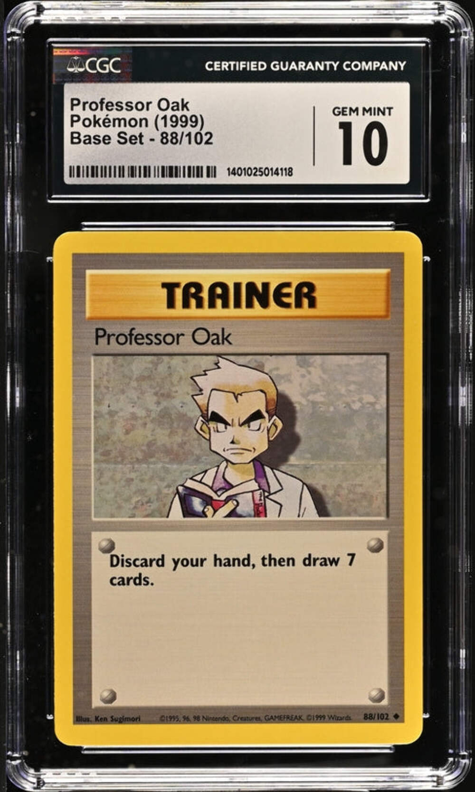 CGC 10 - 1999 Pokemon Base Set Professor Oak 88/102 Pokemon Card