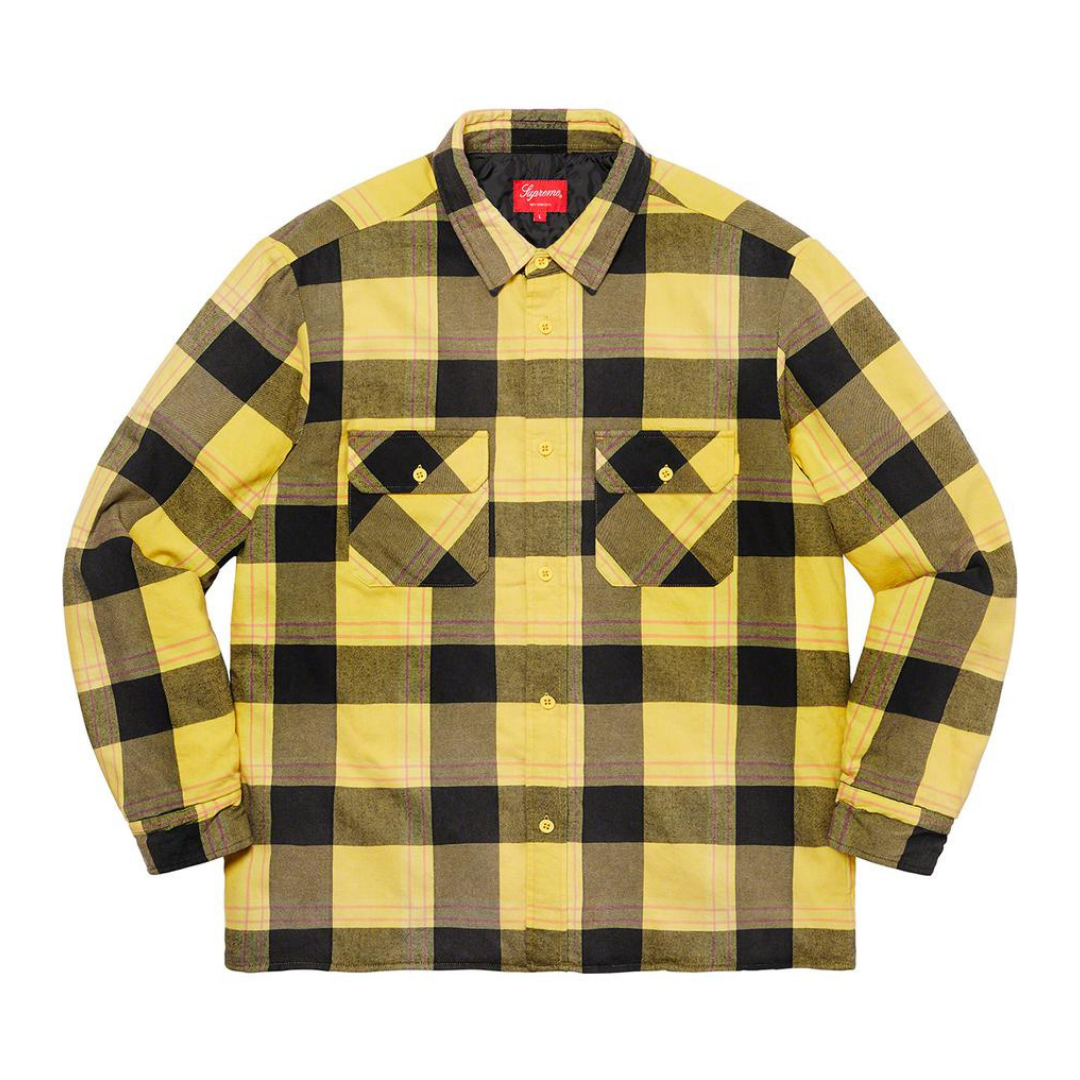 supreme  Quilted Flannel Shirt 黄色　M