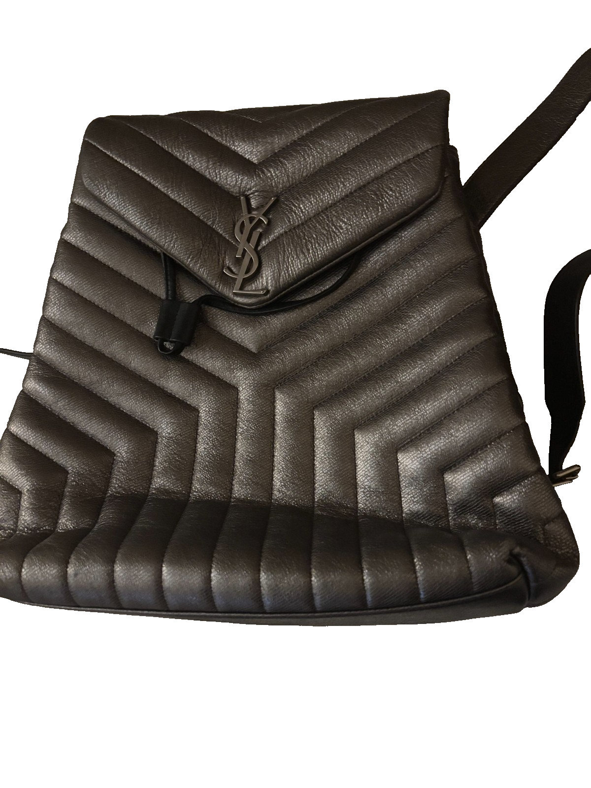 Zaino Saint Laurent YSL LOULOU borsa metallo argento