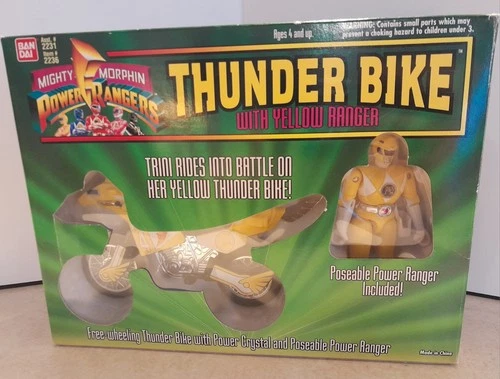 Thunder Bike & Yellow Power Ranger Figure with Box Vintage MMPR