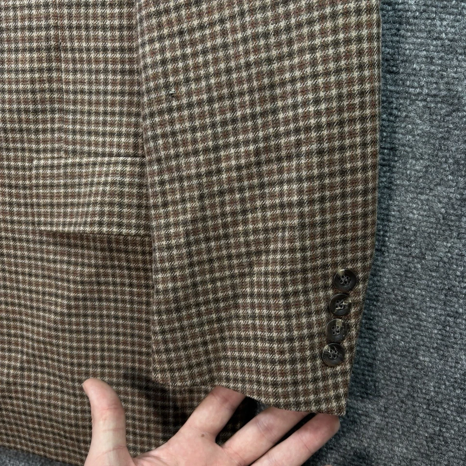 VTG CHRISTIAN DIOR MONSIEUR Wool Blazer 42R Brown Plaid Check Jacket Sport Coat - Image 4 of 4