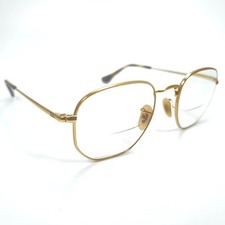 Ray Ban RB 6448 2500 Polished Gold Eyeglasses Hexagonal Frame 51-21-145 Eyewear