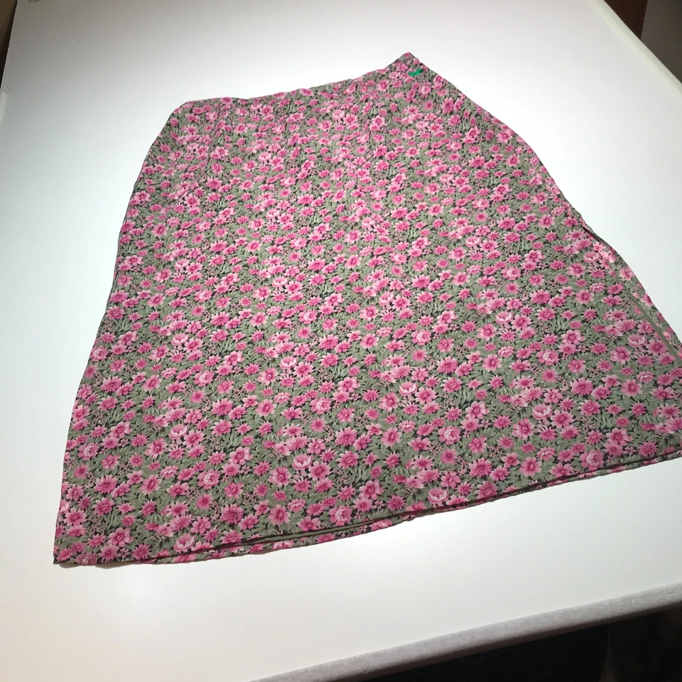 First Issue 女式 20W 花卉轻便长裙粉色绿色开衩波西米亚 — 第 2/4 张图片