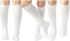 5 Pairs Children/Kids Girls Knee High Plain School Cotton Rich Socks