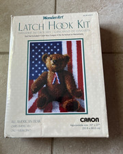 NEW sealed wonder art CARON latch hook kit All american bear flag  4301