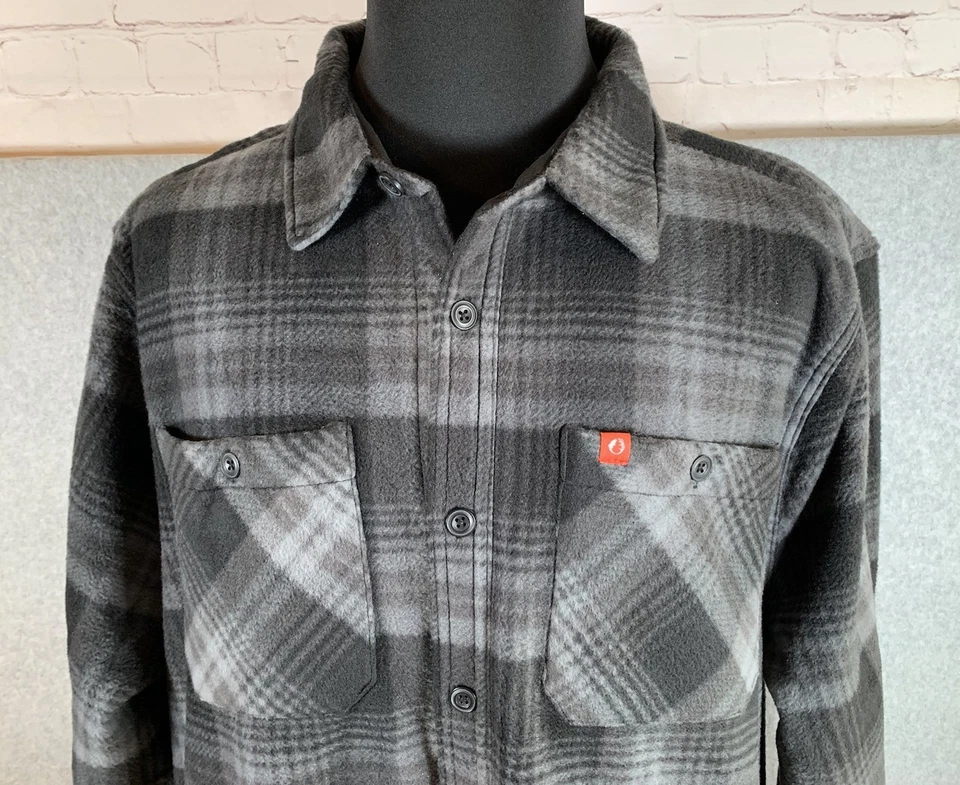 American Outdoorsman флисовая рубашка куртка Shacket мужской 2XL XXL серый клетку новый - Изображение 2 из 4