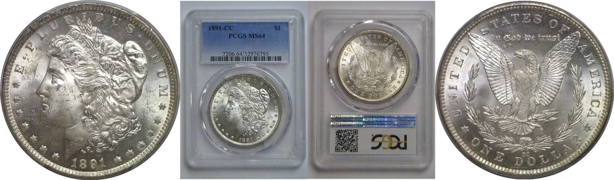 Carson City Grade MS 64 1891 Year Morgan US Dollars (1878-1921