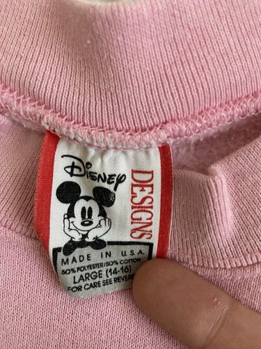Vintage 80s 90s Disney Mickey Mouse Graphic Pink Crewneck Sweater Youth Large - Picture 5 of 15