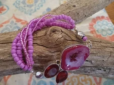 BOHO handcrafted artisan bracelet garnets & agate