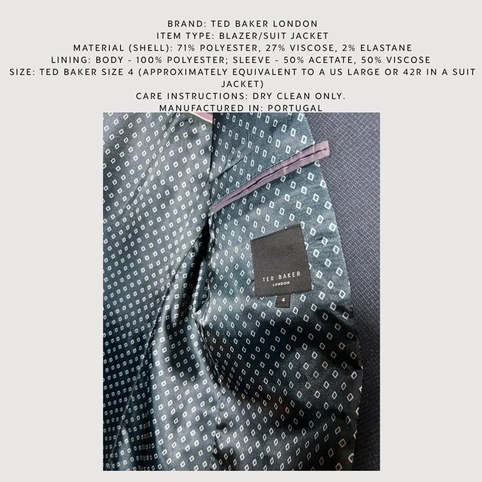 Ted Baker Kingbur Geo Navy Blazer - Size 4- Corpcore trend - Image 4 of 4