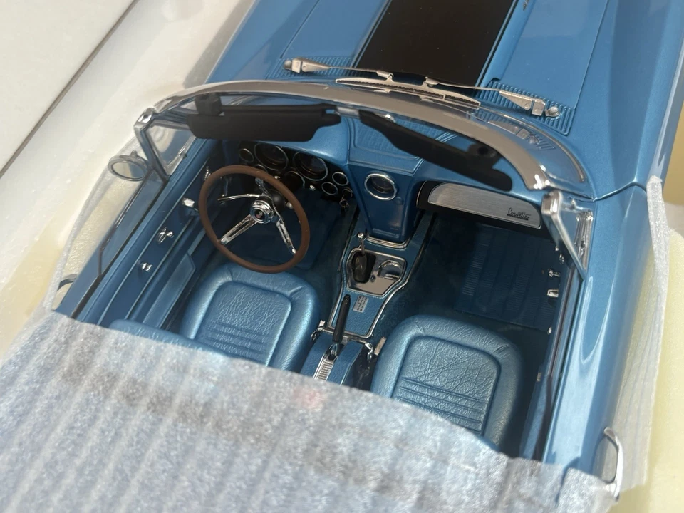 VERY RARE, FRANKLIN MINT 1:12 SCALE CORVETTE BLUE B11E301 BOX/ EXTRAS WOW NEW US - Image 4 of 4