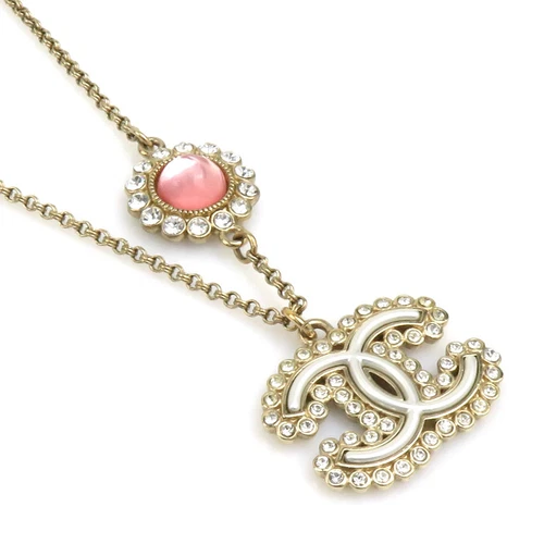 COLLANA CHANEL AUTENTICA MARCA COCCO STRASS PLACCATO ORO A21K DONNA F S