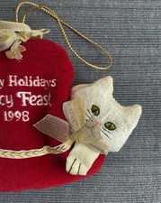 Vintage 90s Fancy Feast Cat Christmas Ornament 1998