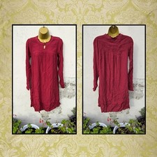 Fat Face Size 8 Burgundy Red Long Sleeve Autumn Winter Boho Peasant Tunic Dress