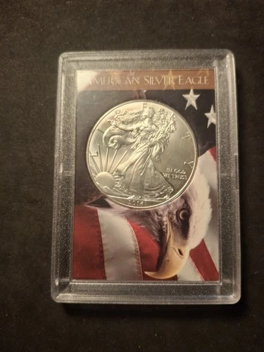 2014 American silver Eagle.1 troy oz.fine silver.with case.B.U.