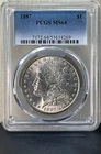 1887 Morgan Dollar PCGS MS64 GEM BU