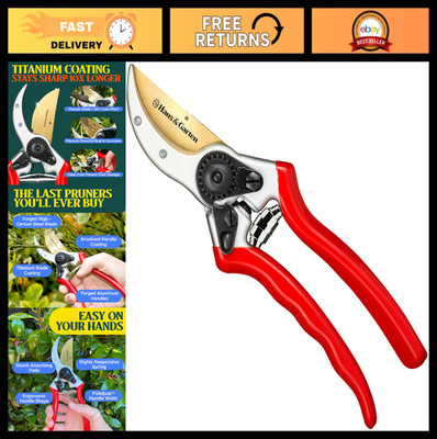 Premium 8.5'' Titanium Bypass Pruning Shears - Heavy Duty Garden Clippers & Sciss