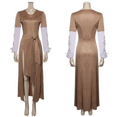 Princess Leia Brown Dress Cosplay Costume Halloween Carnival Outfits Suit
