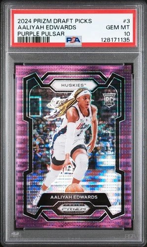 2024 Panini Prizm Draft Picks Basketball Purple Pulsar Aaliyah Edwards #3 PSA 10