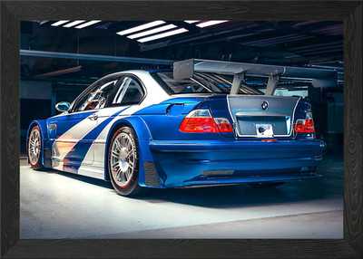 BMW M3 GTR Need for Speed Gerahmtes Wandbild Poster Leinwanddruck Bild