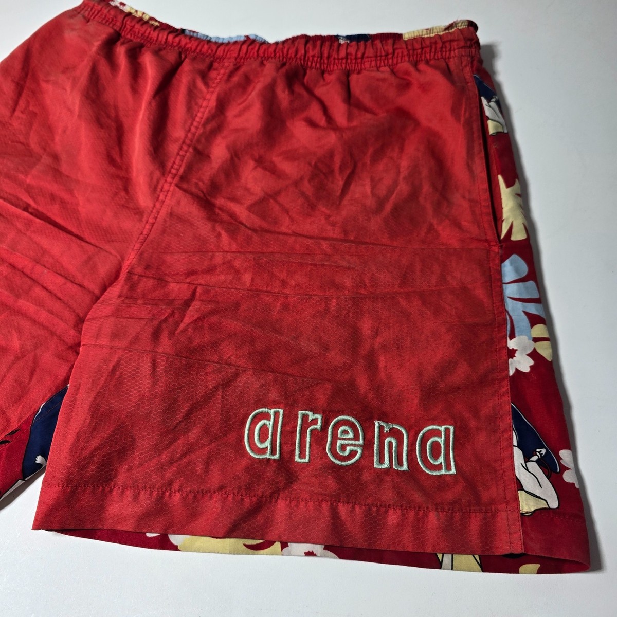 Arena Swim Shorts Mens 34 Red Tropical Leaf And Surfer Print Outdoor Beach Wear View 4