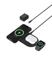 BELKIN 3-IN-1 MAGSAFE-COMPATIBLE WIRELESS CHARGING PAD QI2 15W - BLACK