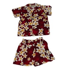 Royal Hawaiian Creations Shirt Shorts Set Toddlers Size 4 Hawaiian Red