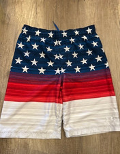 Under Armour Red/White/Blue USA Mesh Lined Patriotic Swim Trunks Youth Large YLG