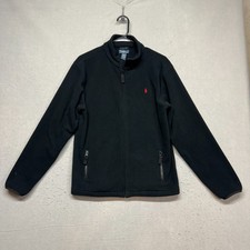 RALPH LAUREN Polo Black Fleece Jacket Full Zip Boy XL 18-20 Logo Youth