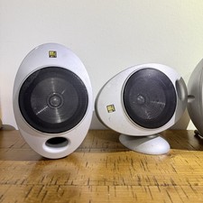 3x KEF KHT2005.2 HTS2001 SP3375 Satellite Egg Wired Speaker in Silver Music KEF