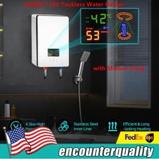 4500W 110V Whole House Electric Tankless Instant Water Heater with Shower Head