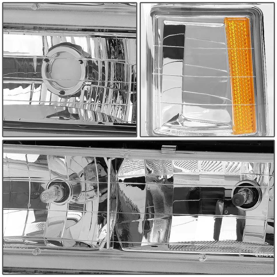 FARO CROMADO + ESQUINA ÁMBAR + PARACHOQUES + LUZ TRASERA LED ROJA PARA 94-02 CHEVY C10 C/K Foto 4 de 4