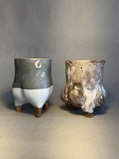 Pair Of Abstract Art Pottery Footed Vases