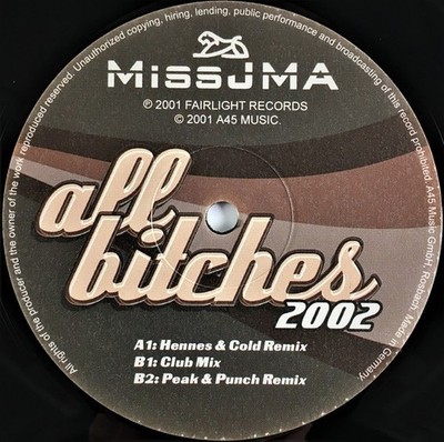 Miss JMA - All Bitches 2002 (12'') (Very Good (VG)) - 3919298233