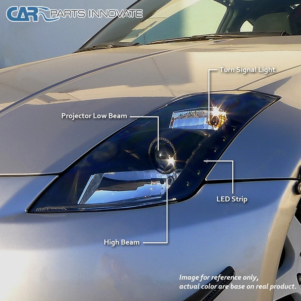 Fits 03-05 350Z Z33 Fairlady Clear "HID" LED Strip Projector Headlights Foto 4 de 4