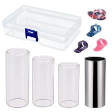4 Guitar Slide Bar Steel/Glass Finger Slides 4 Guitar Picks for Guitar Ukulele